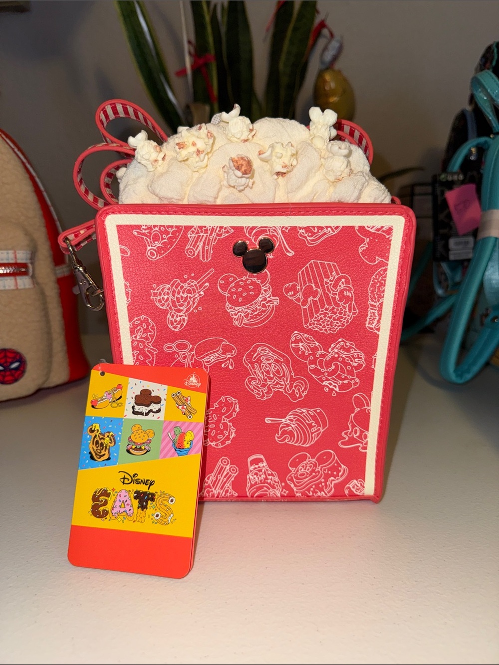 Disney Pink Popcorn Bucket Crossbody Bag with Mickey Accent